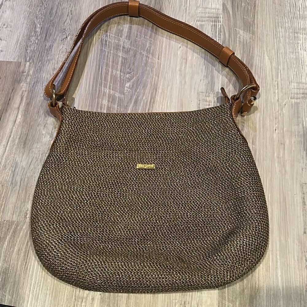 Eric Javits Ny woven tan brown handbag.